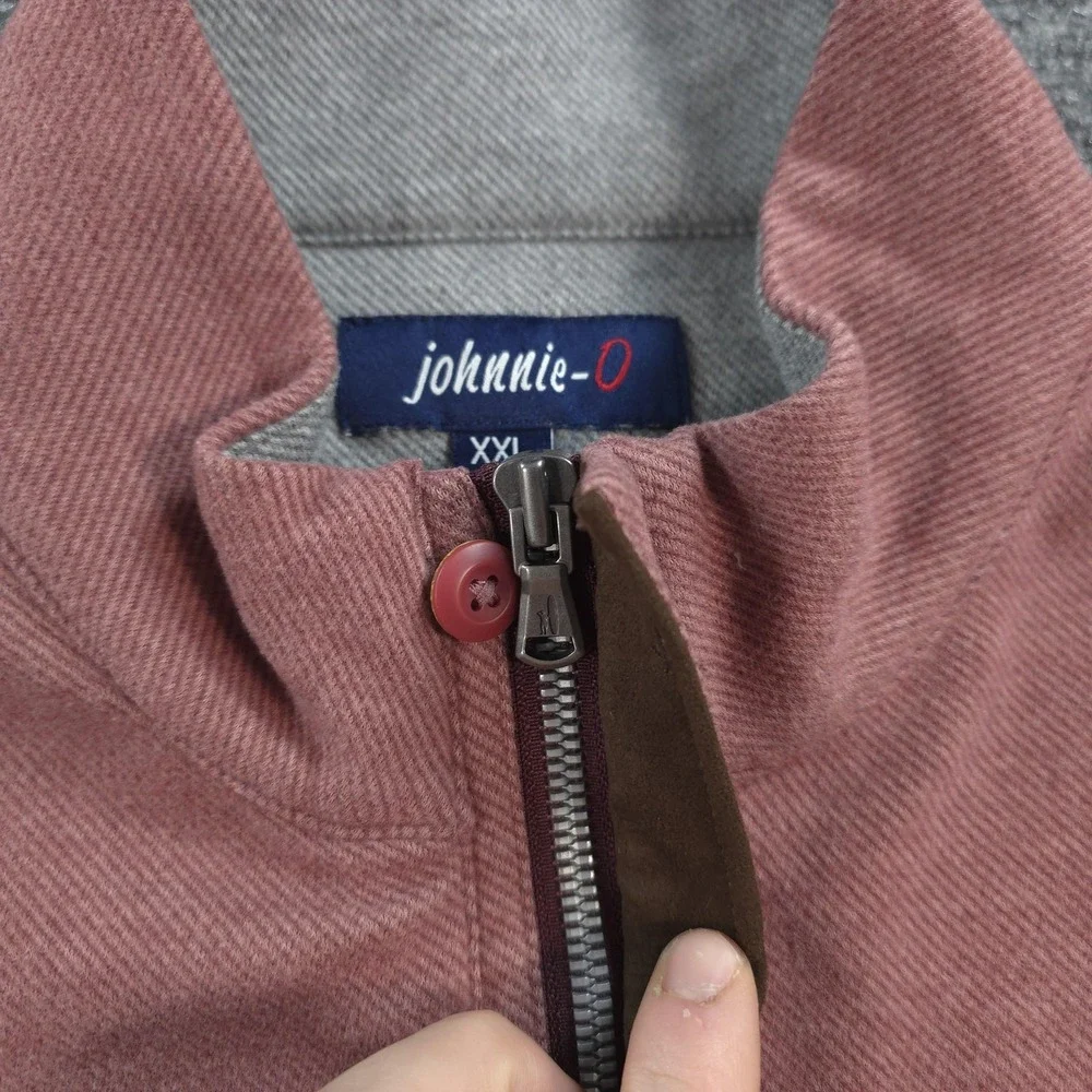 Johnnie O Sweater Mens 2XL Maroon Emerson 1/4 Zip Mock Neck Pullover Preppy